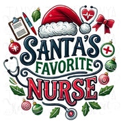 Santa's Favorite Nurse PNG, Cute Nurse Christmas Shirt Design for Holiday Gifts & Merry Xmas Vibes, Nurse Christmas PNG, Christmas Vibes