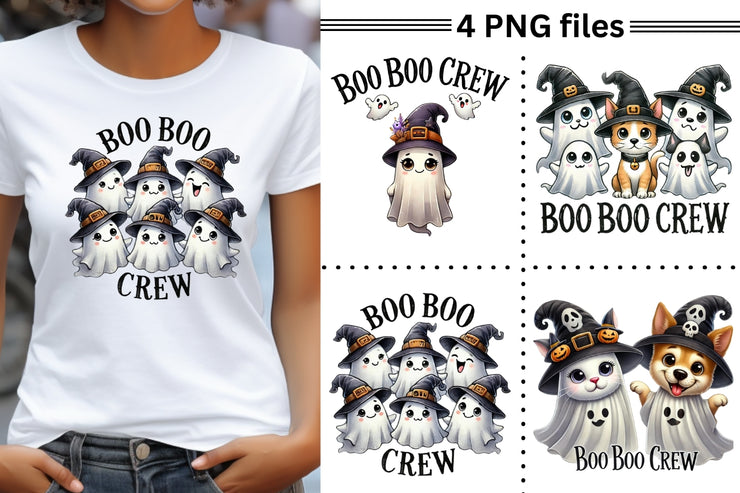 Boo Boo Crew Ghost Shirt PNG, Halloween Design Sublimation File, Stay Spooky, DTF PNG Designs, Transparent for Commercial Use, Spooky Vibes