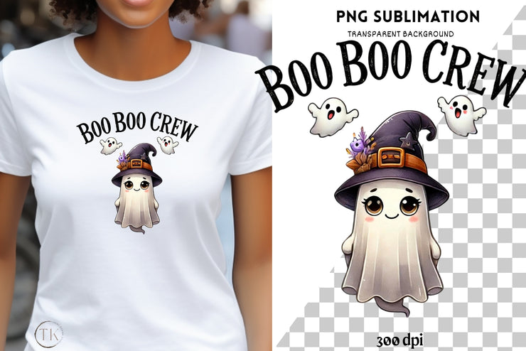 Boo Boo Crew, Retro Halloween Designs PNG for Crafting, Halloween Ghost Digital PNG