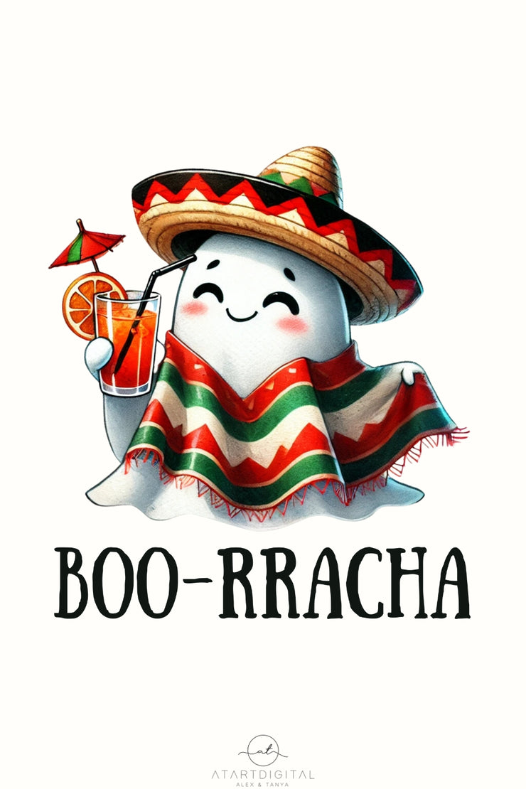 Funny Mexican Ghost PNG, Spanish Halloween Boo Racha Design for Hispanic-Themed Cups & T-Shirts, Sublimation Instant Downloads