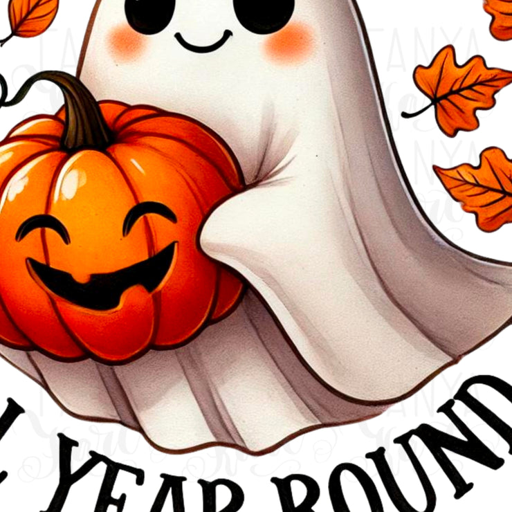 I Ghost People All Year Round PNG, Cute Halloween Ghost Sublimation Design, Pumpkin Spice & Spooky Transparent Printables, Spooky Ghost PNG