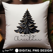 Black Christmas Tree PNG Sublimation Design