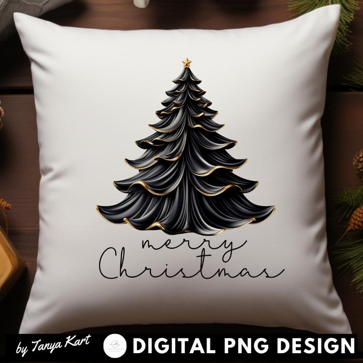 Black Christmas Tree PNG Sublimation Design