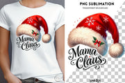 Mama Claus PNG, Festive Santa Hat Design, Retro Christmas Sublimation Design, Coquette Christmas Shirt PNG, Funny Santa Hat Mom Design