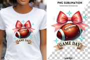 Football Game Day PNG, Instant Download, Chic Football Mom PNG Graphics, Ready to Press, Fall Preppy Football Vibes, Coquette Bow PNG