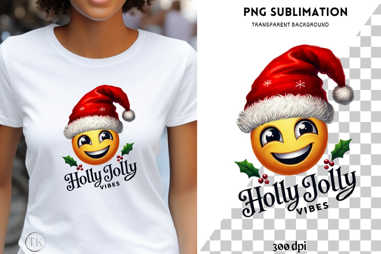 Holly Jolly Vibes Christmas PNG for Crafters, Retro Designs & Jolly Sayings, Holiday Quote, Transparent Designs, Digital Prints, Sublimation