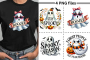 Halloween Quotes & Cute Ghost Designs, Spooky Season, Stay Spooky, Boojee PNG, I Ghost People All Year Round, Sublimation PNG for Crafting