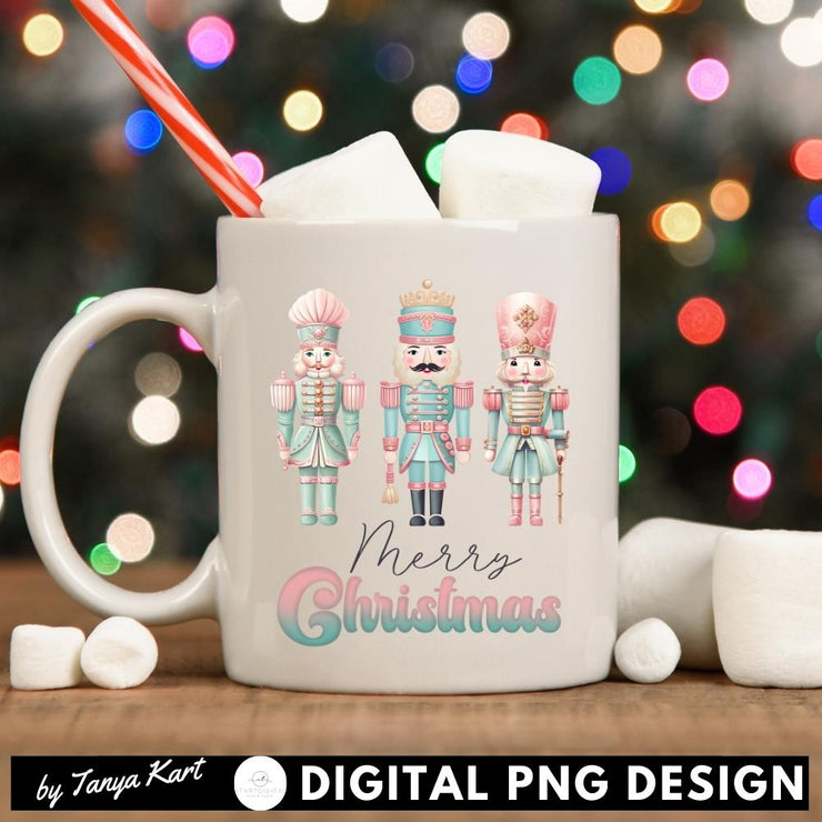 Blue Christmas Nutcracker PNG, Pastel Winter Graphics for T-Shirts, Mugs, Pillows