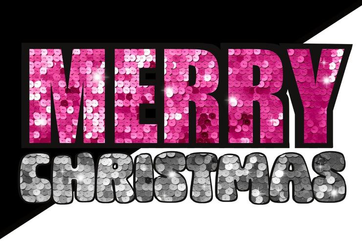Merry Christmas Sequin Glitter Letters - Pink and Gray - Digital Download