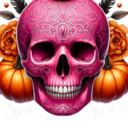 Pink Skull Pumpkin Halloween PNG, Spooky Season Graphic, Gothic Halloween Pink Skull, DIY Projects, Sublimation Graphic, Horror Seasonal