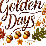 Golden Days Autumn Leaves PNG, Retro Fall Vibes Sublimation Design for Digital Prints, T-Shirts & Card Making, Fall PNG Instant Download