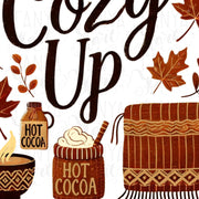 Cozy Up in Retro Fall Vibes, Sublimation PNG for Shirt Designs, Autumn Leaves Digital Print, DIY Card Making, PNG Digital Downloads