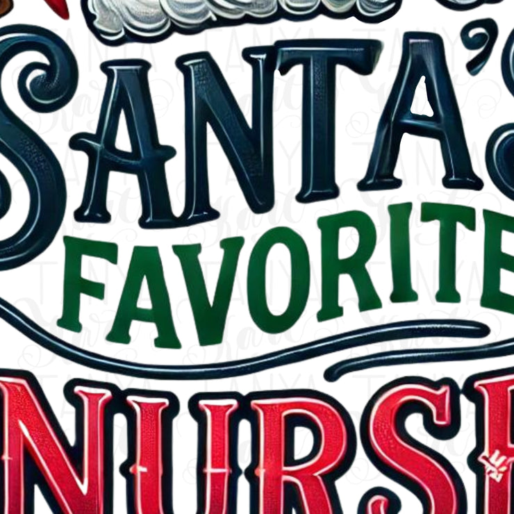 Santa's Favorite Nurse PNG, Cute Nurse Christmas Shirt Design for Holiday Gifts & Merry Xmas Vibes, Nurse Christmas PNG, Christmas Vibes