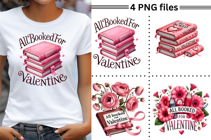 All Booked for Valentine Png, Retro Valentine Sublimation Design, Librarian Love Vibes, Bookish Valentine Planner Stickers, Valentines Day