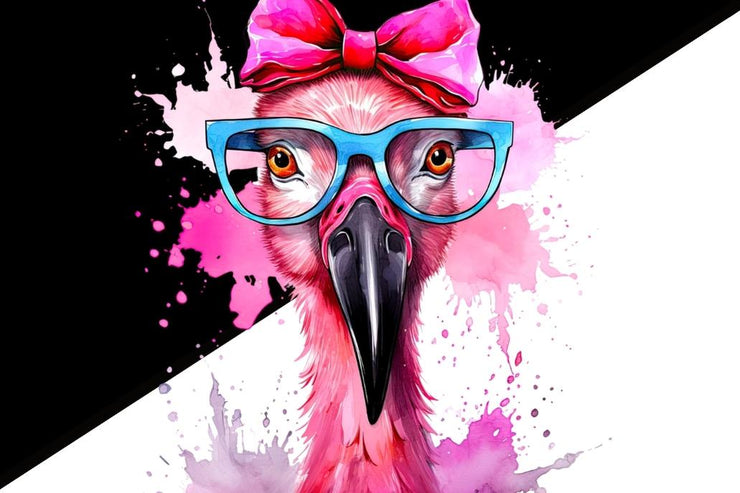Pink Flamingo Wearing Glasses Sublimation Designs