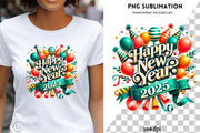 Happy New Year Iron-On Transfers, Digital Confetti Party PNG, Shirt Design, Sublimation, 2025 New Year Poster, Holiday Scrapbook Images