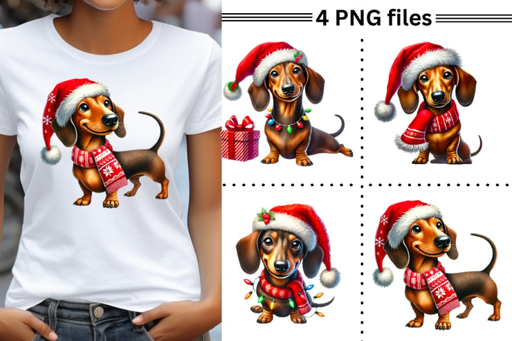 Dachshund Christmas Png, Cute Pet Sublimation Graphics for Tshirts, Christmas Animal for Tumblers & Cards, Holiday Dog Digital Prints