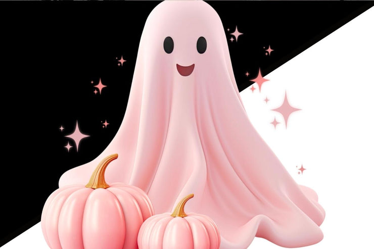 Retro Halloween Pink Pumpkin Ghost