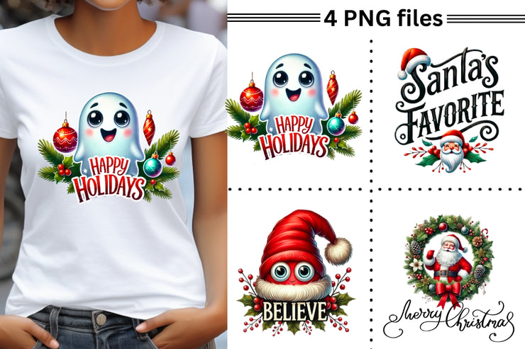 Festive Christmas Quotes Bundle, Cute PNG Designs, Holiday Sublimation Pack, Santa's Favorite, Merry Christmas, Happy Holidays, Believe PNG