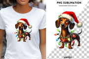 Christmas Dachshund PNG, Cute Xmas Dog Sublimation for Digital Prints & Tumblers, Transparent Christmas Pet Design for Cards & T-Shirt Crafting