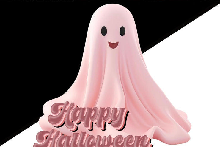 Retro Pink Halloween Ghost Art