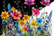 Watercolor Floral Wildflower Bouquet Sublimation Design