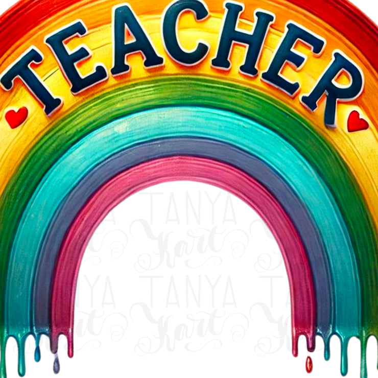 Teacher PNG, Rainbow Sublimation Design, Vintage Teacher Life PNG, Retro Inspired Graphic, Teacher Appreciation, First Grade T-Shirt Design