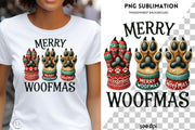 Merry Woofmas PNG, Cute Christmas Dogs Sublimation Design, Christmas Vibes, PNG Paws for Christmas T-Shirts & Cute Digital Stickers