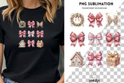 Coquette Christmas Bow PNG | Pink and Preppy Christmas Design for T-Shirts, Custom Sublimation & Transparent PNG