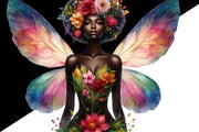 Floral Fairy Melanin Printable Design, Digital Download