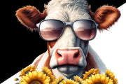 Sunflower Cow Sublimation Design, Farm Animals PNG