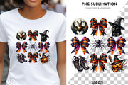 Halloween Coquette Bow & Pumpkin Season PNG, Retro Fall Designs for Sublimation, Digital Download, Halloween Shirt Design Download