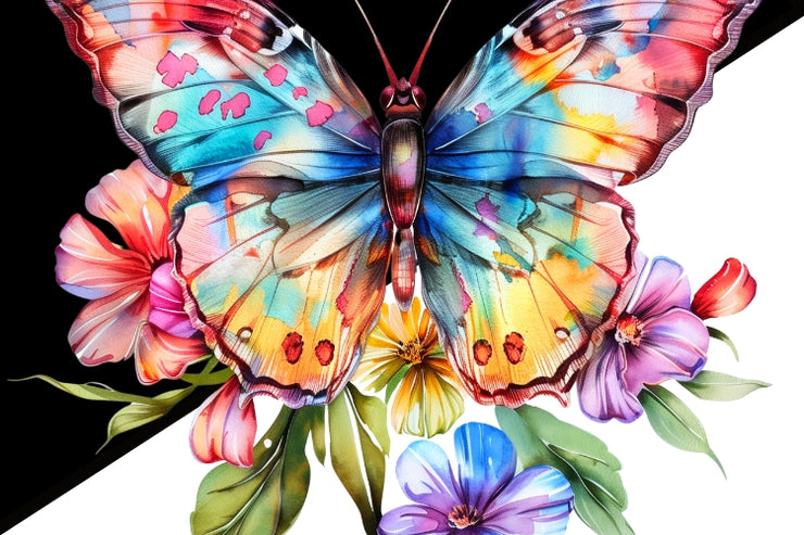 Watercolor Butterfly and Flower PNG Designs - Instant Digital Printables for DIY Projects