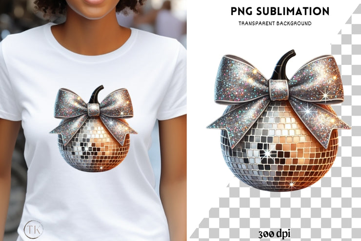 Disco Ball Designs for Autumn Shirts, Autumn Vibes, Thanksgiving & Fall Shirt Designs, Coquette Bow PNG, Aesthetic for T-Shirts, Sublimation