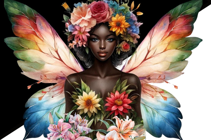 Floral Fairy Melanin & Black Girl PNG