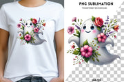 Spring Ghost with Flowers PNG, Girl Ghost for Easter Sublimation, Pastel Digital Downloads, Boujee Ghost, Floral Easter Design, Spring Art