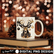 Black Christmas Deer Sublimation Image