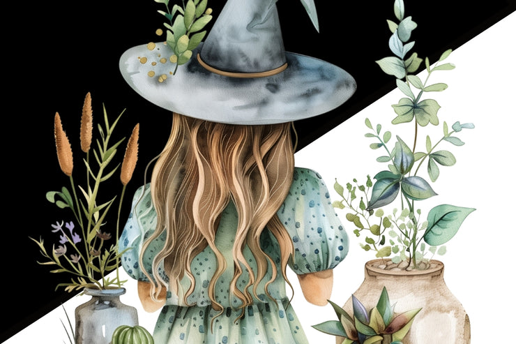 Gardening Witch PNG, Digital Prints, Mystical Artwork, Plant Lover Designs