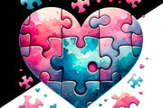 Watercolor Valentine, Heart Puzzle, Digital Download