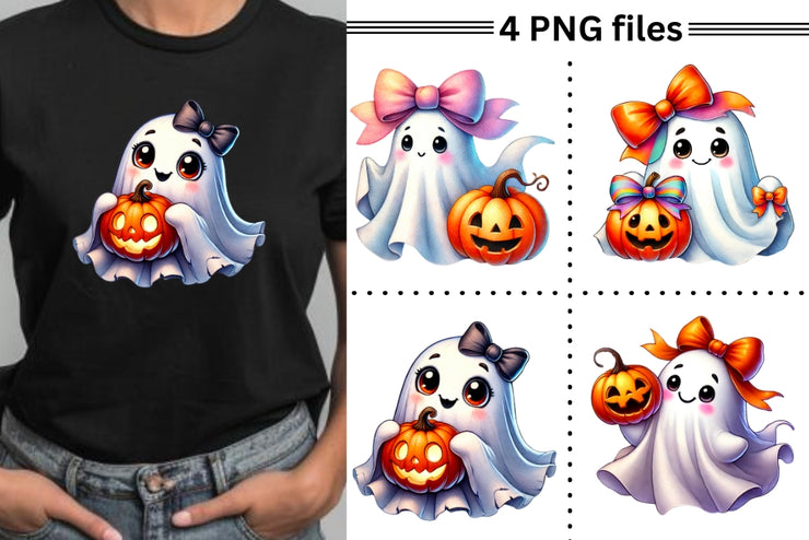 Trending Halloween PNG Pack, Coquette Ghosts & Stylish Pumpkin Designs, Whimsical Halloween PNG Collection, Retro Aesthetic