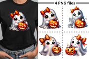 Fall Halloween Ghost PNG Collection, Coquette Sublimation, Jack-O'-Lantern & Ghost Bow PNG Set, Halloween Coquette, Sublimation Design