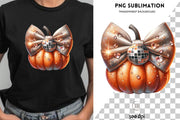 Coquette Pumpkin PNG with Bow, Disco Ball Pumpkin, Fall Sublimation, Autumn Aesthetic for Shirts, Fall Coquette Bow, Sublimation Design