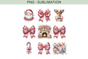 Coquette Christmas Bow PNG, Pink and Preppy Christmas Design for T-Shirts, Sublimation & Transparent PNG, Holiday Design for Merry Christmas