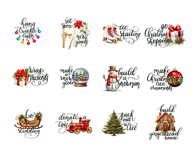 Winter Bucket List Activities | Christmas Digital Clipart Bundle