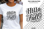 Hello Fall PNG Digital Print for Crafting, Autumn Leaves Sublimation Designs, Retro Fall Vibes Digital Downloads for T-Shirts