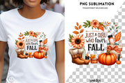 Just a Girl Who Loves Fall PNG, Cozy Season & Autumn Leaves Sublimation, Retro Fall Shirt Design, Digital Download, Autumn Aesthetic