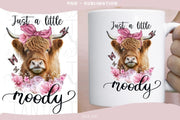 Just A Little Moody Png For Sublimation, Cow Png Design, Farm Animal