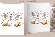 Skeleton Graphic PNG: Dancing Autumn Skeletons