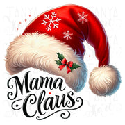 Mama Claus PNG, Festive Santa Hat Design, Retro Christmas Sublimation Design, Coquette Christmas Shirt PNG, Funny Santa Hat Mom Design