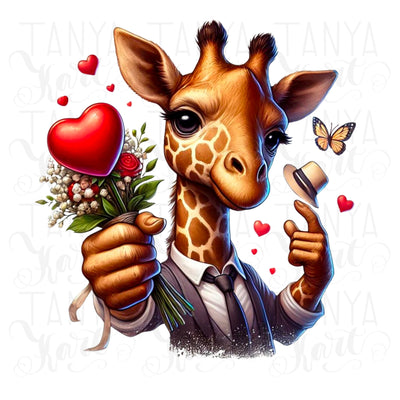 Valentine Giraffe PNG, Watercolor Design for Crafting & Sublimation, Giraffe Sublimation,Digital Download for Tshirt,Card Making,Valentine's